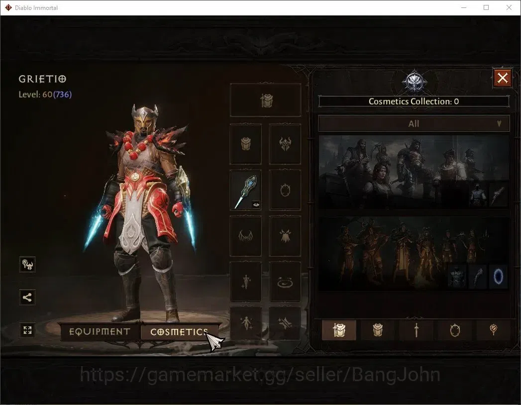 Diablo Immortal Accounts High-End SEA - ANU |60 (736) Monk-Vanquisher|CR 42k|Reso 600|Inferno IV|Varog Lv 30 (4*)|CS 11