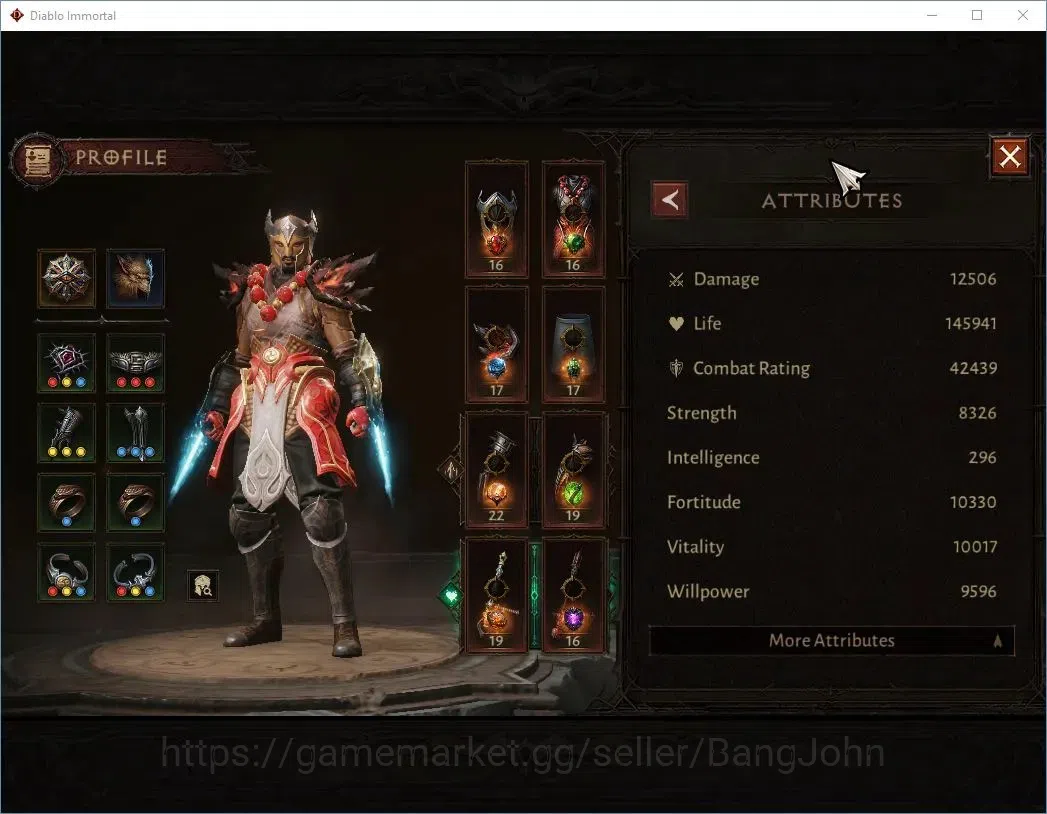 Diablo Immortal Accounts High-End SEA - ANU |60 (736) Monk-Vanquisher|CR 42k|Reso 600|Inferno IV|Varog Lv 30 (4*)|CS 4