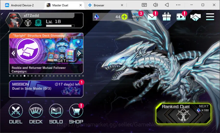 Lv 18 | 17 Deck|Vanquish-K9, Sky Striker, Yummy, FiendSmith, Etc|Ranked Available|Konami|CE ON|Check SS(YMD906) Yu-Gi-Oh! Master Duel Accounts Mid-Level Lv 18 | 17 Deck|Vanquish-K9, Sky Striker, Yummy, FiendSmith, Etc|Ranked