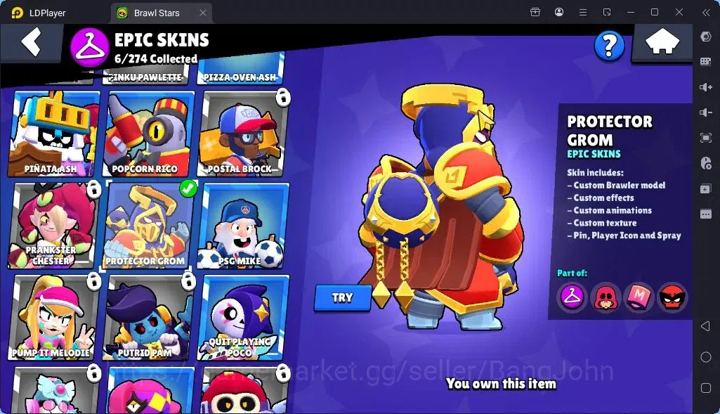 Brawl Stars Accounts Global |Trophy 1394| Brawler 1 Max with Supercharge |Skins 3 Mythic,6 Epic|Bling 6931Protect Off|Check 12