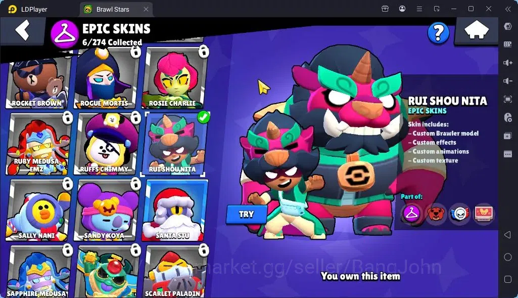 Brawl Stars Accounts Global |Trophy 1394| Brawler 1 Max with Supercharge |Skins 3 Mythic,6 Epic|Bling 6931Protect Off|Check 13