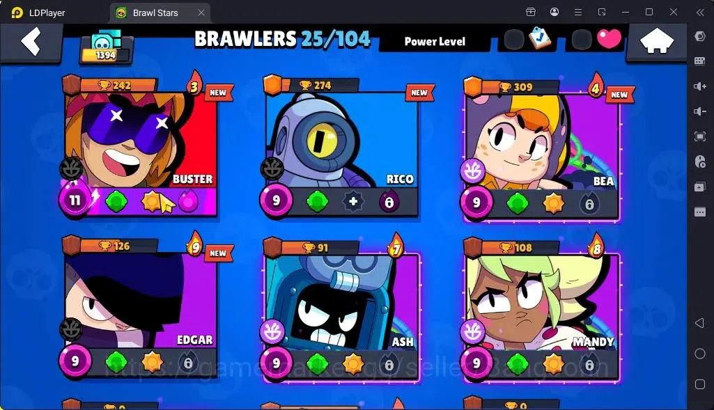 Brawl Stars Accounts Global |Trophy 1394| Brawler 1 Max with Supercharge |Skins 3 Mythic,6 Epic|Bling 6931Protect Off|Check 20