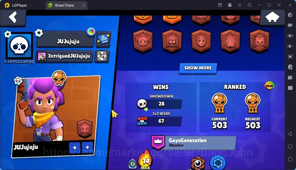 Brawl Stars Accounts Global |Trophy 1394| Brawler 1 Max with Supercharge |Skins 3 Mythic,6 Epic|Bling 6931Protect Off|Check 3