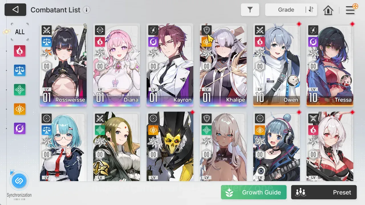 Chaos Zero Nightmare Accounts Global|Lv 55|4 SSR (Rossweise EM3, Diana, Kayron, Khalipe|4 Selector Ticket|Check 1