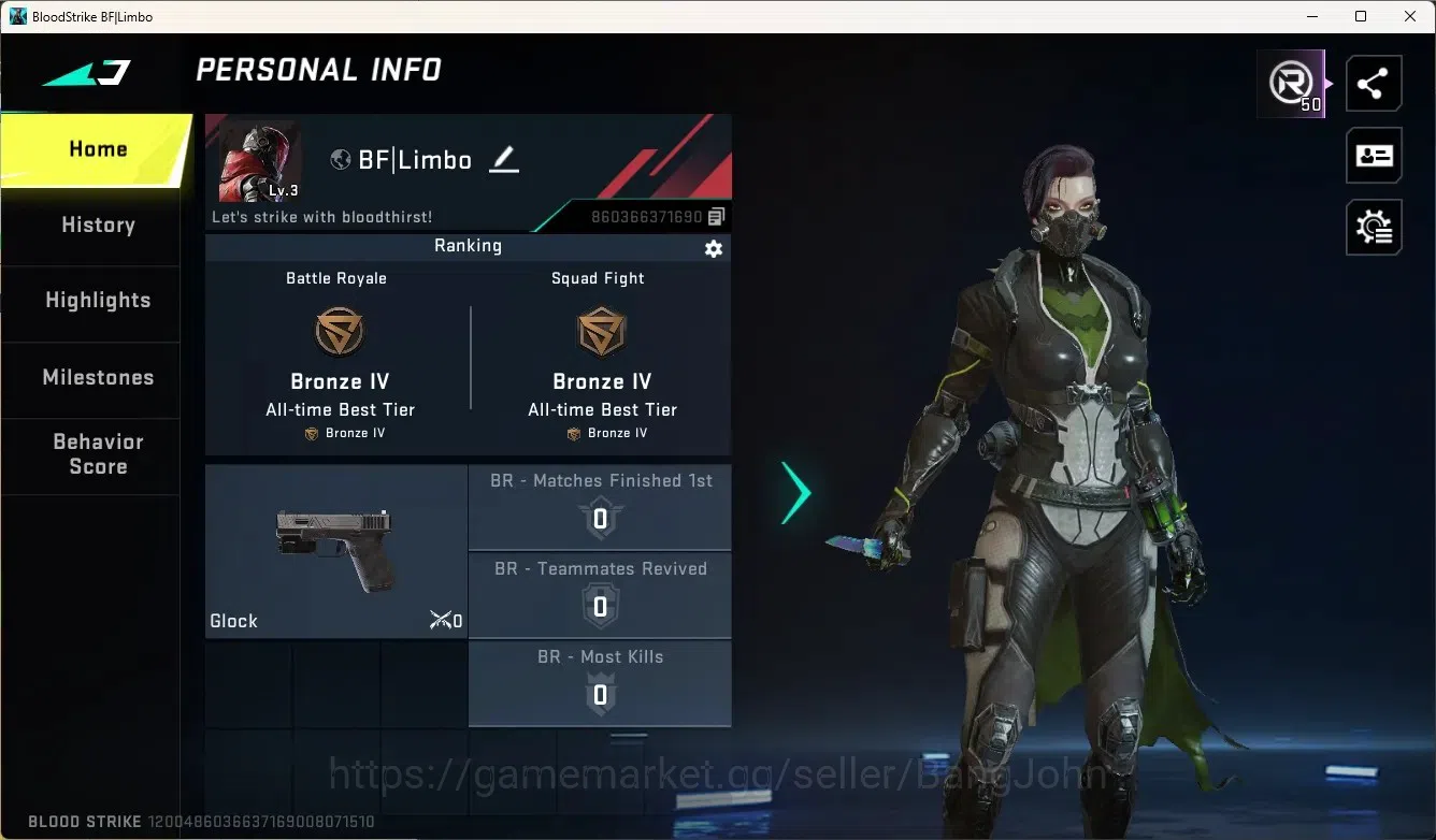 Blood Strike Accounts Others ASIA |Ultra Melee: ButterflyKnife-Synthwave|Ultra Gun:FN2000-Limbo|Check SS BS2667B 1