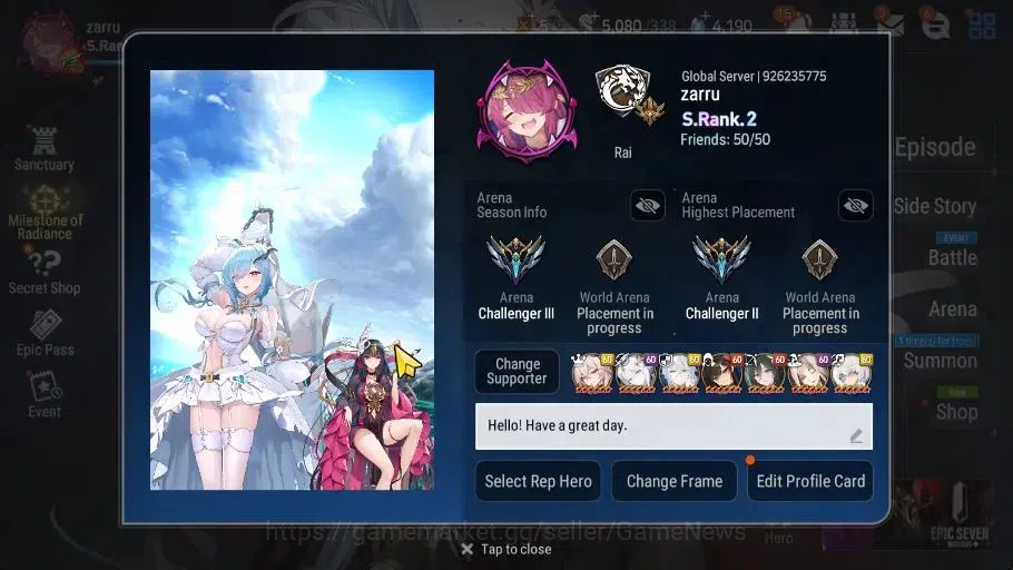 Epic Seven Accounts GLOBAL Verif|22 ML(Notos,Salome,LOTS,B Arunka,NM L image 2