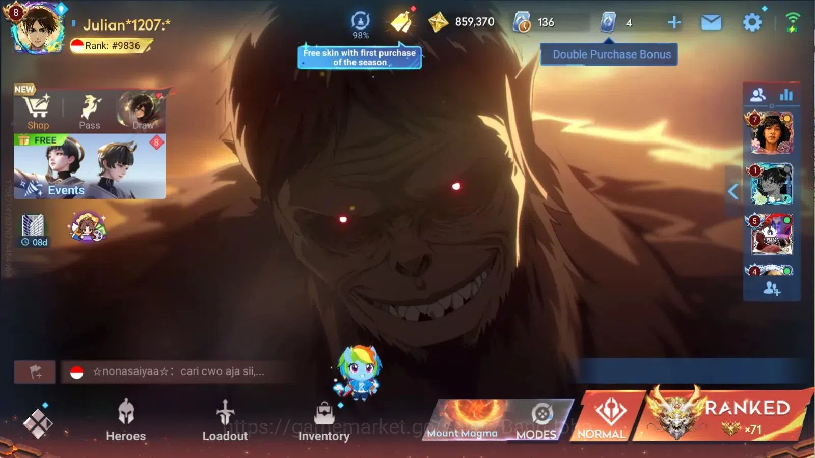 Honor of Kings Accounts Global | 112H 310S | JJK Biron, Bleach Feyd, Bleac image 1