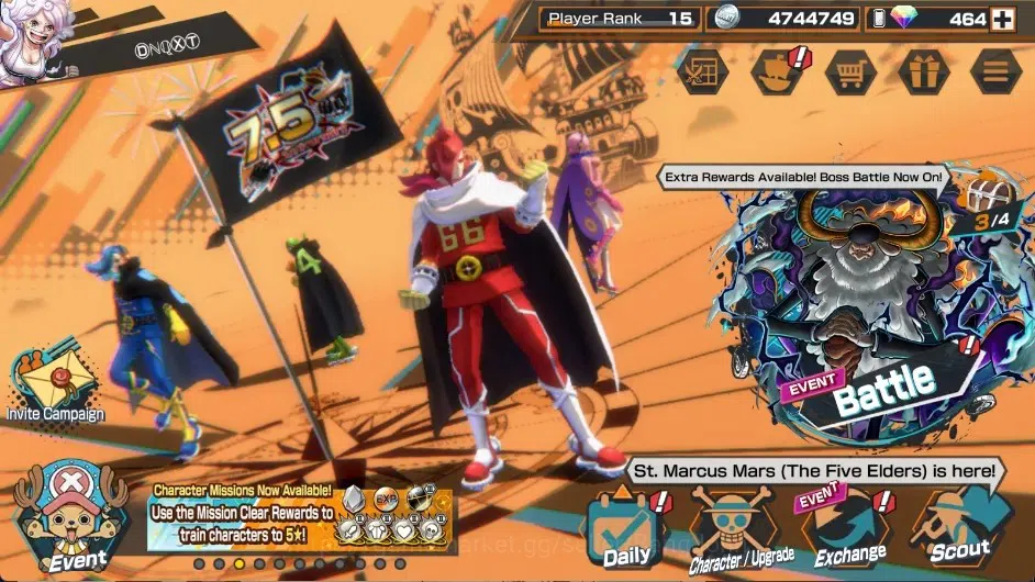 One Piece Bounty Rush Accounts High-End Android|PR15|7 EX|6 MAX|GF 3707|BP Kuzan,FWM Jewelry Bonney,TFE St. Marcus Maars,FE 1