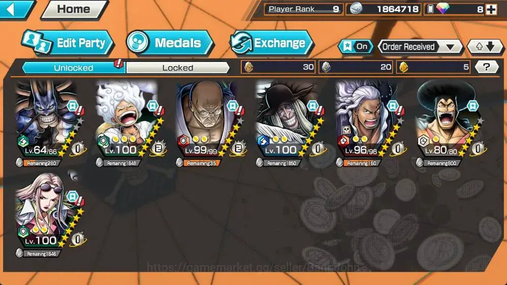 One Piece Bounty Rush Accounts Global | EX 3 | 2 Max | PR 9 |Monkey D. Luffy Max, image 4