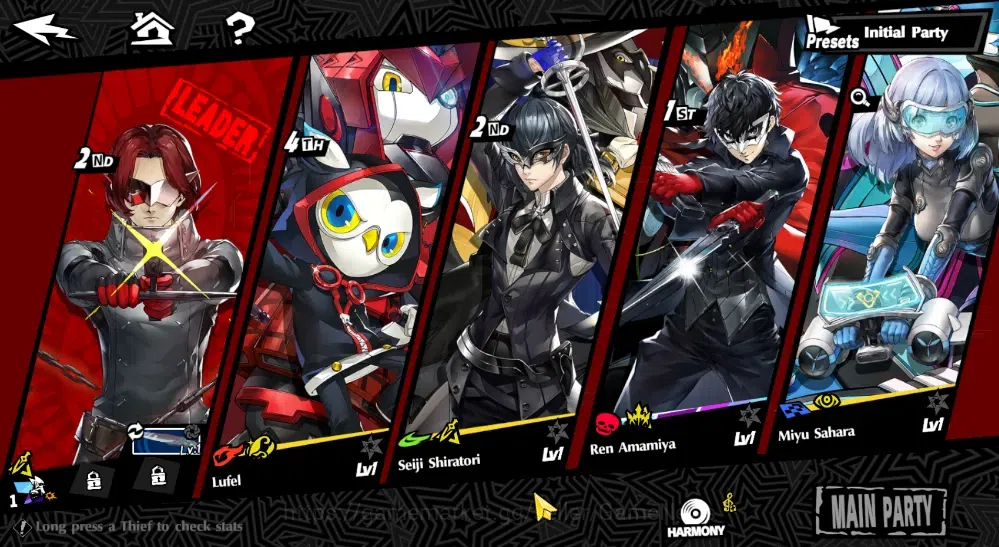 Persona 5:The Phantom X Accounts Starter Starter Global Lv 6| 1 SSR (Ren Amamiya)+ 7 SR |Selector ON|Platinum 9