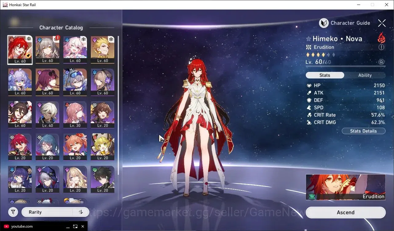 Honkai Star Rail Accounts Starter ASIA|1 GC|TL 43|4 Limited| (Himeko Nova)+Sign Kafka,Gilgamesh,Silver Wolf +1 STD Char 1