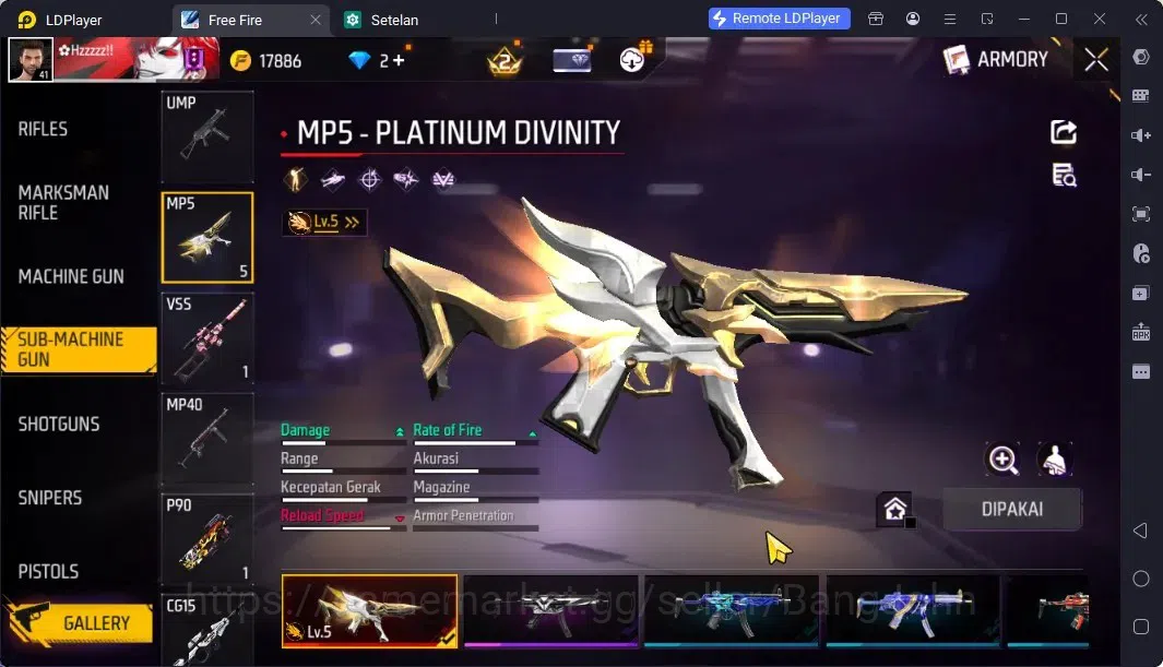 Free Fire Accounts Indonesia | Vault 121 | EVO MP5 Lv5 | M1887- Hand image 11