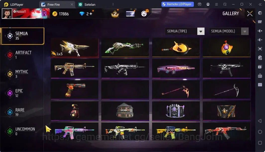 Free Fire Accounts Indonesia | Vault 121 | EVO MP5 Lv5 | M1887- Hand image 13
