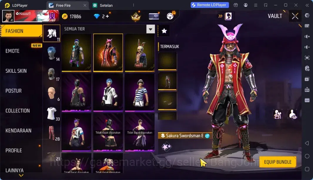 Free Fire Accounts Indonesia | Vault 121 | EVO MP5 Lv5 | M1887- Hand image 2