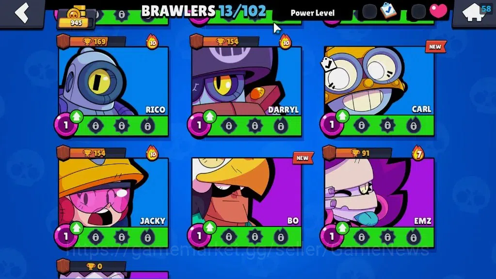 Brawl Stars Accounts 945 Trophy|8k Blings,3k PP|13 Brawlers 1 Max Lvl F image 8