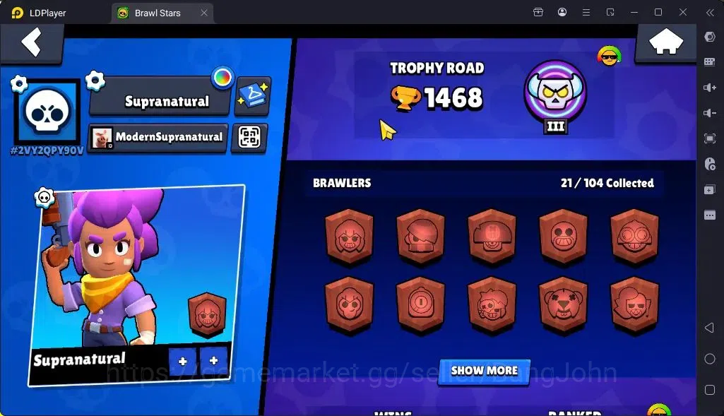 Brawl Stars Accounts Global |Trophy 1468 | Brawler 22, 4 Max | Skins 1 Mythic,5 Epic|Bling 8310|Protect Off|Check SS BRS308B 2