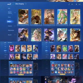 Honor of Kings Accounts Collector 206 SKIN | 3 AOT: Allain, Mayene, Heino | 3 Lotm: Yuan Ge/ Yango, Shi, Guiguzi |  More