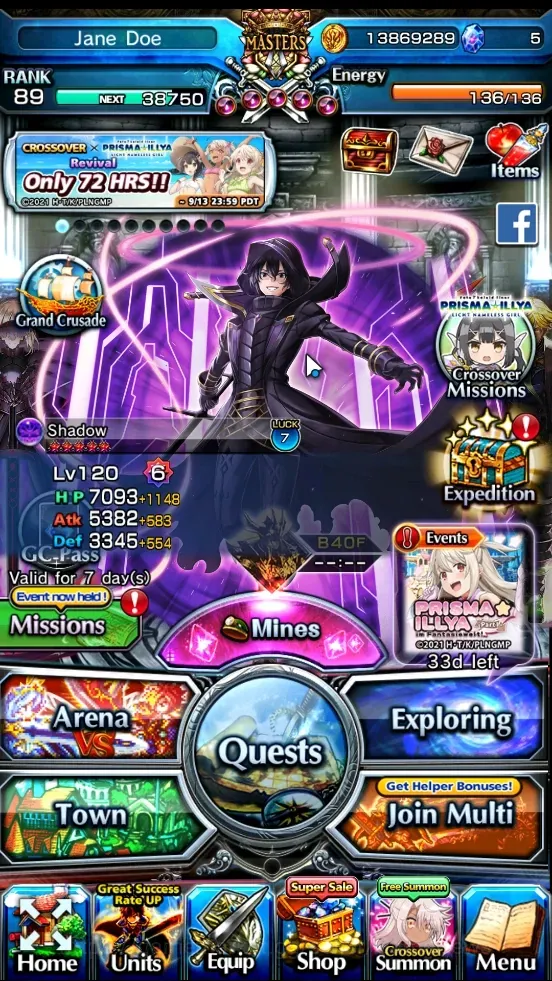 Grand Summoners Accounts End-Game Global|Rank 89|11 Ascend 5 TW|(Shadow,S Emiya,S Lotte&Valerie)+TW WH Fen,SG Rosetta,S 1