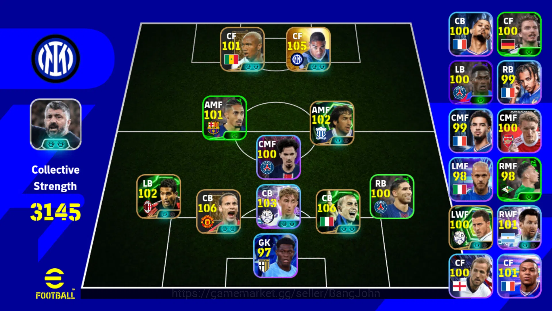 "Power 3145 | Cannavaro Epic DB | Ferdinand Epic DB | Huijsen Show Time | Messi Show Time | Diouf Epic | Serginho Epic EFB388B eFootball Others "Power 3145 | Cannavaro Epic DB | Ferdinand Epic D image 1