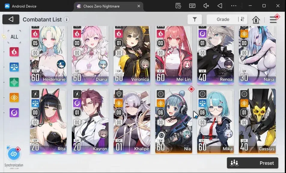 Chaos Zero Nightmare Accounts ASIA Lv55|9 SSR[(HeidemarieM5,Diana,Narja,Mei Lin, image 3