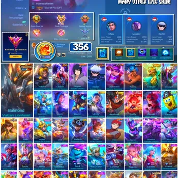 Mobile Legends: Bang Bang Accounts #4366 356 Skins | Suyou Sasuke Uchiha (NARUTO) | Xavier Satoru Gojo (JUJUTSU KAISEN