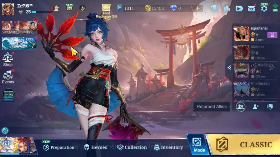 Mobile Legends: Bang Bang Accounts Hero 57|Skin 49|Epic Valir,Allstar Yu Zhong,515 Zi image 2