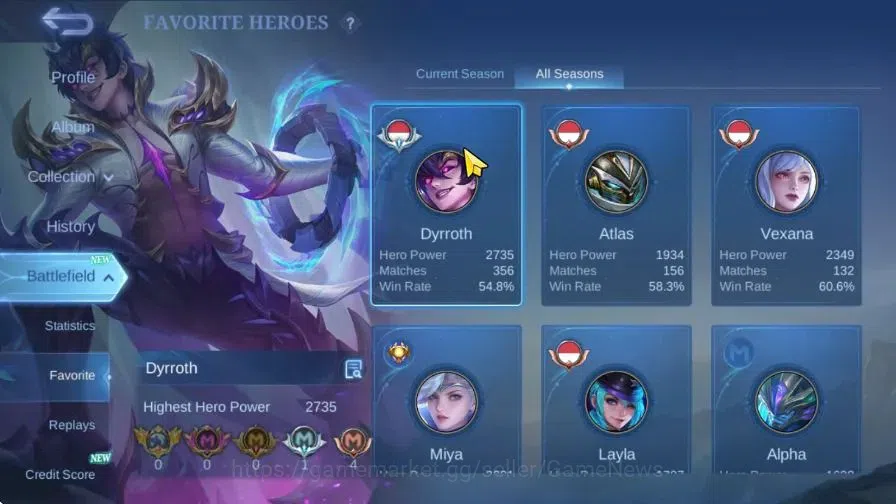 Mobile Legends: Bang Bang Accounts Hero 57|Skin 49|Epic Valir,Allstar Yu Zhong,515 Zi image 6