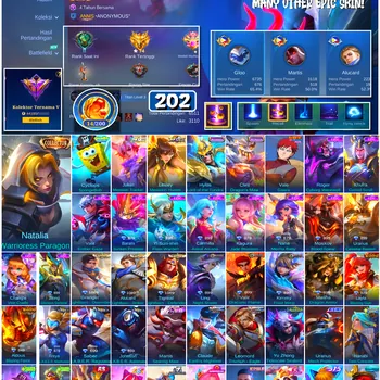 Mobile Legends: Bang Bang Accounts #4636 202 Skins | Cyclops SpongeBob (SPONGEBOB) | Vale Gaara (NARUTO) | Natalia