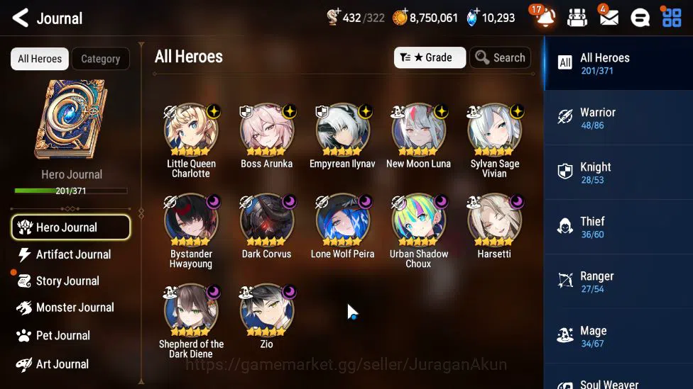 Epic Seven Accounts Mid-Tier ASIA Unverif|12 ML(BArunka,E Ilynav,NM Luna,Etc)+Stark,SF Sigret,AS Flan,Etc|PoH+Bless ON|10K 5