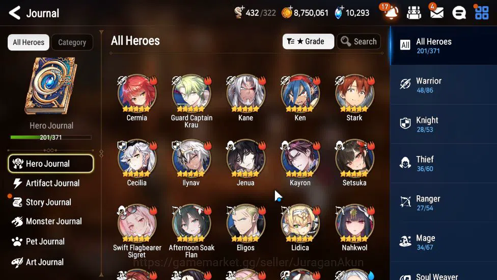 Epic Seven Accounts Mid-Tier ASIA Unverif|12 ML(BArunka,E Ilynav,NM Luna,Etc)+Stark,SF Sigret,AS Flan,Etc|PoH+Bless ON|10K 6