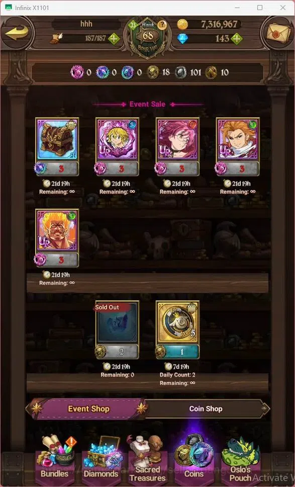 The Seven Deadly Sins: Grand Cross Accounts Global | 2.43M CC | DM 143| LR Mesis 5/6| UR Menor image 3