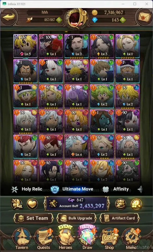 The Seven Deadly Sins: Grand Cross Accounts Global | 2.43M CC | DM 143| LR Mesis 5/6| UR Menor image 4
