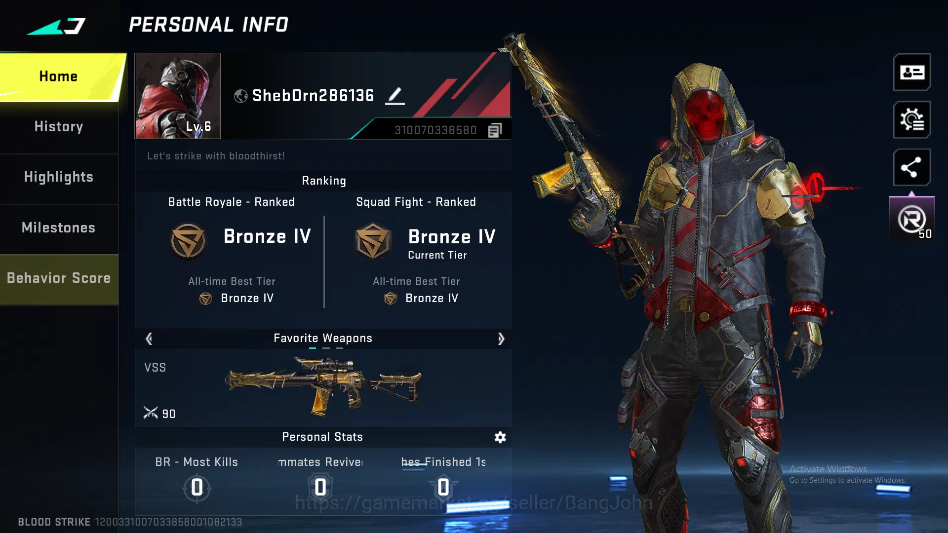 Blood Strike Accounts ASIA | M4 Legend | URB Legend | VSS Ultra | Change image 1