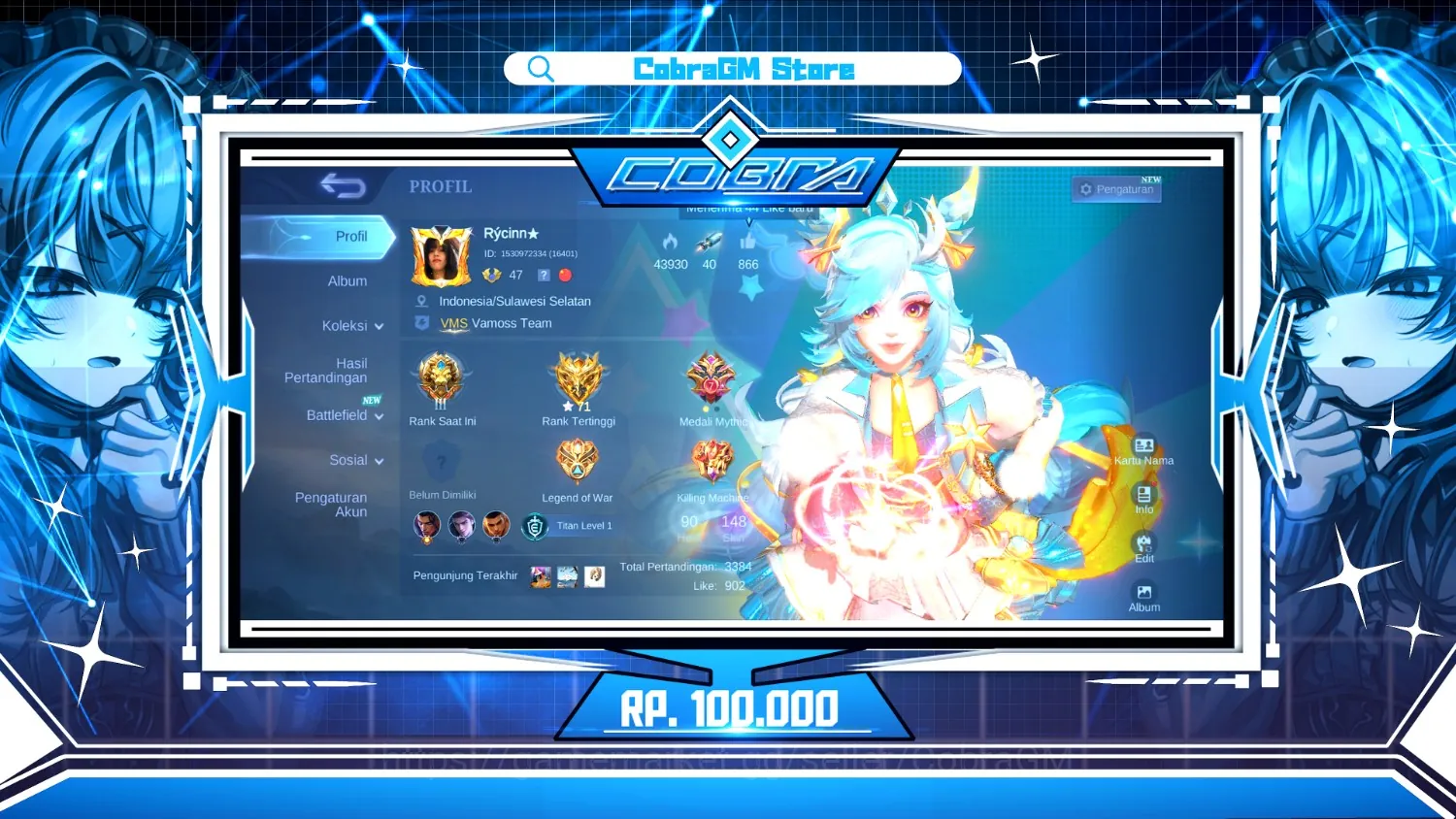 Mobile Legends: Bang Bang Accounts Others Akun Mobile Legends Skin 148 | Epic 12 | Special 38 | Common 84 1