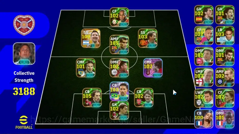 eFootball Accounts Legends & Iconic Players Android|Big Time Lionel Messi|19 Epic Rivaldo,Franco Baresi,Michael Owen,Didier 1