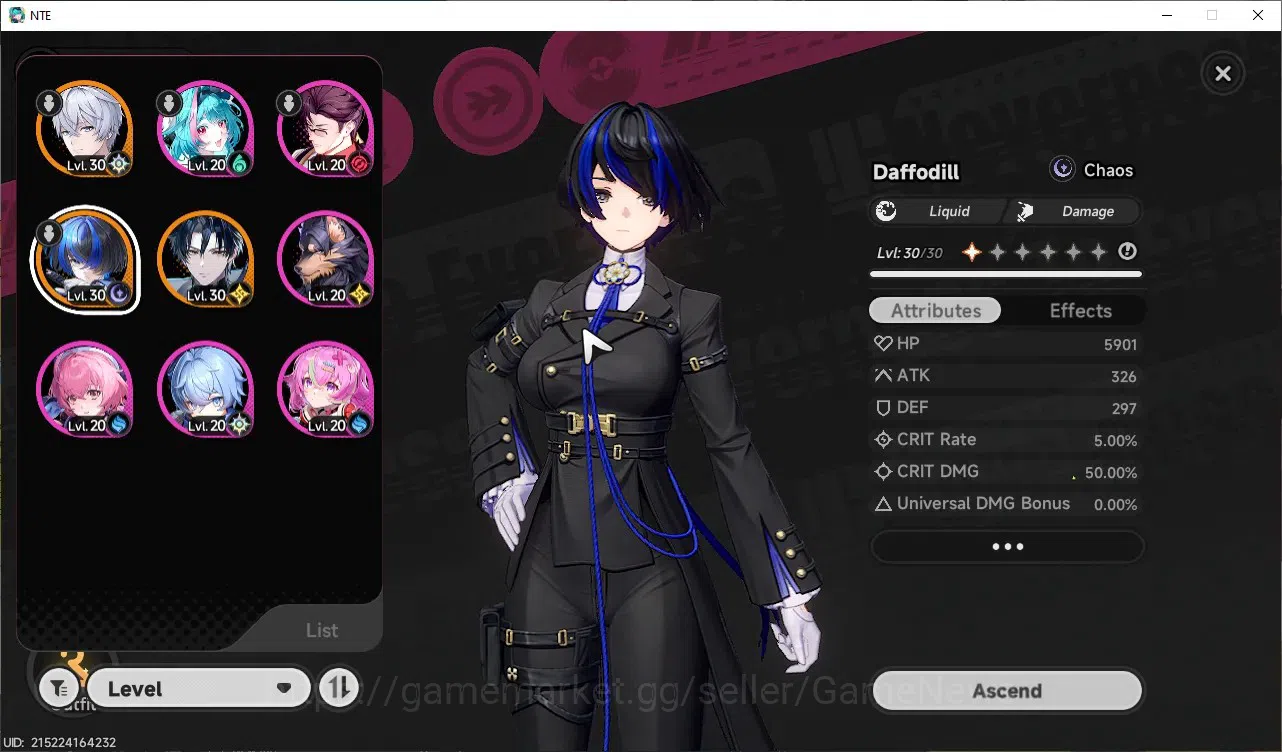 Neverness to Everness Accounts GLOBAL NA|HL 10|TL 2|2 SSR 1 Limited(Chaos),Daffod image 2