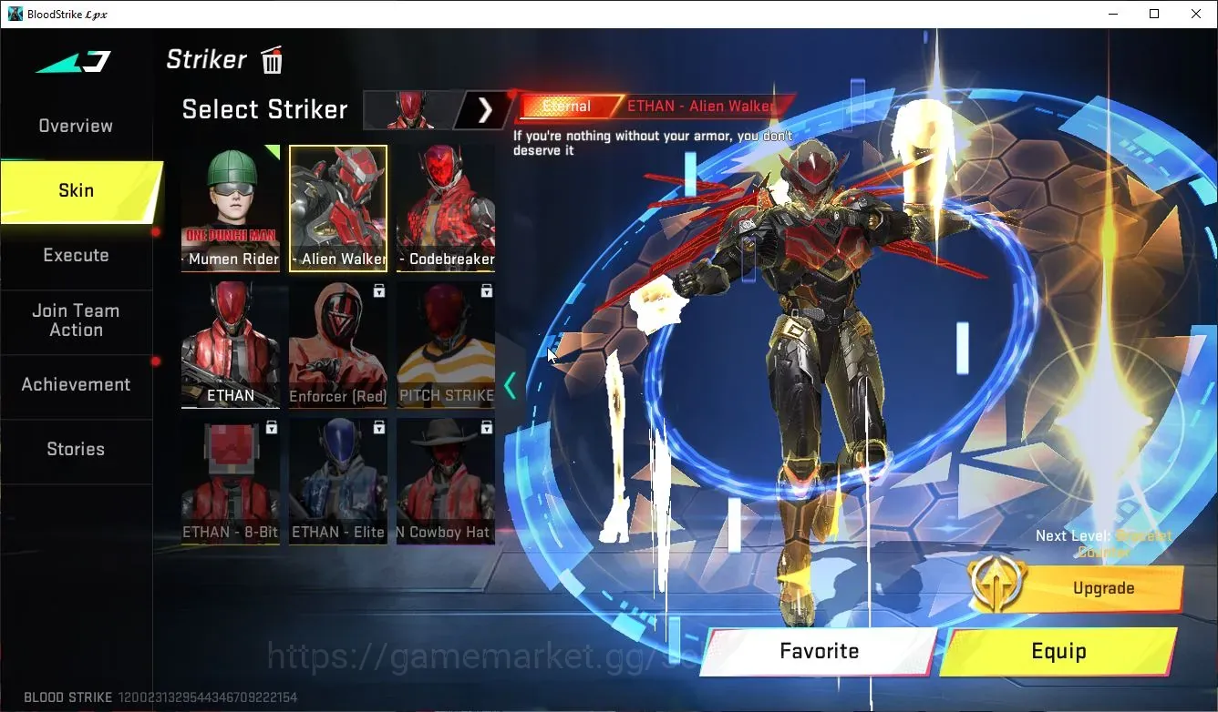 Blood Strike Accounts Collab Skin Asia|Eternal Ethan AlienWalker+Melee Butterfly SyntheWave|Collab AOT Female 1