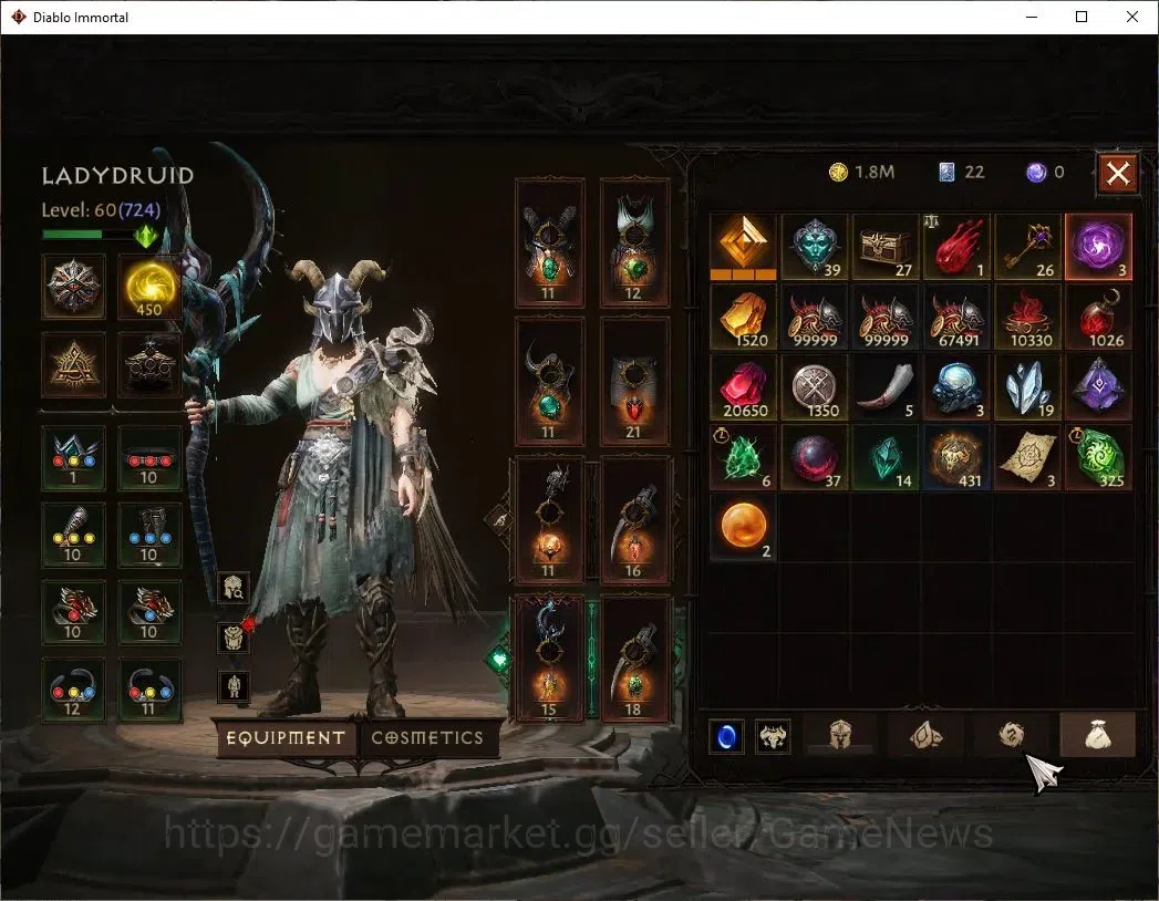 Diablo Immortal Accounts SEA - Verathiel|CS ON|Lv60(724)|Druid|CR 41k|Reso  image 7