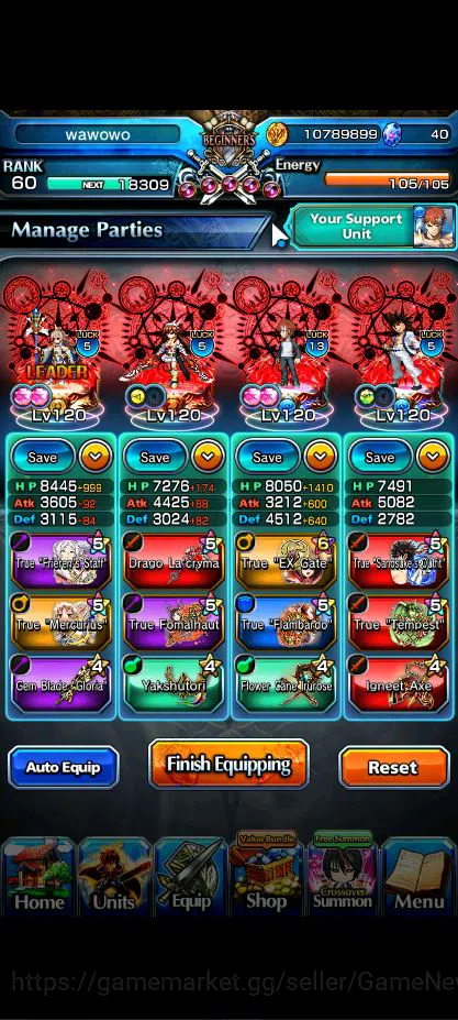 Grand Summoners Accounts Starter Global|Rank 60|8 Ascend+3 TW|[Sagara,SS Liza,Blizzard]+TW,Emiya,Mira,Merlette,etc|Lpot 4