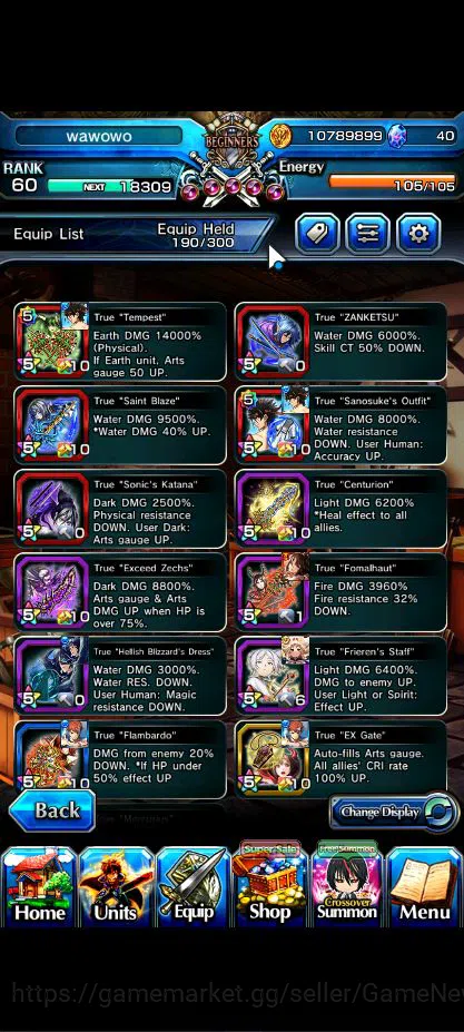 Grand Summoners Accounts Starter Global|Rank 60|8 Ascend+3 TW|[Sagara,SS Liza,Blizzard]+TW,Emiya,Mira,Merlette,etc|Lpot 5