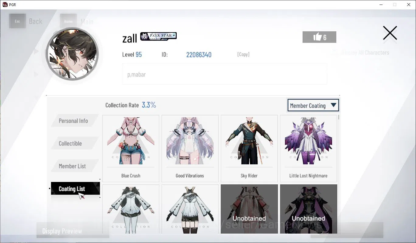 Punishing: Gray Raven Accounts Starter ASIA |8.4K BC+3.9K GoldenCard| Lucia Pyroath+Sign, Qu Shukra+Sign, Feral+Sign, Luna 3
