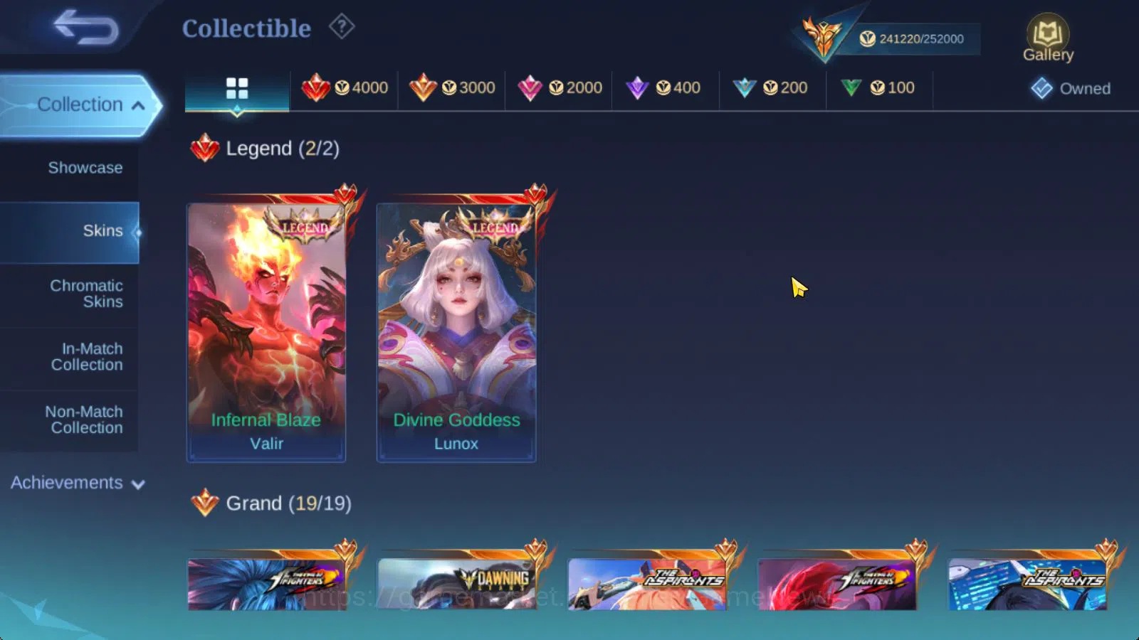 Mobile Legends: Bang Bang Accounts Collector Hero 131|Skin 571|Legend[Valir,Lunox],Dawning Bruno,AllStar Mozkov,3 Aspirant,4 19