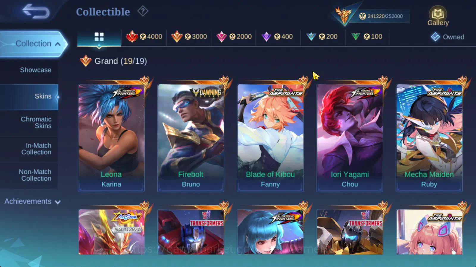 Mobile Legends: Bang Bang Accounts Collector Hero 131|Skin 571|Legend[Valir,Lunox],Dawning Bruno,AllStar Mozkov,3 Aspirant,4 20