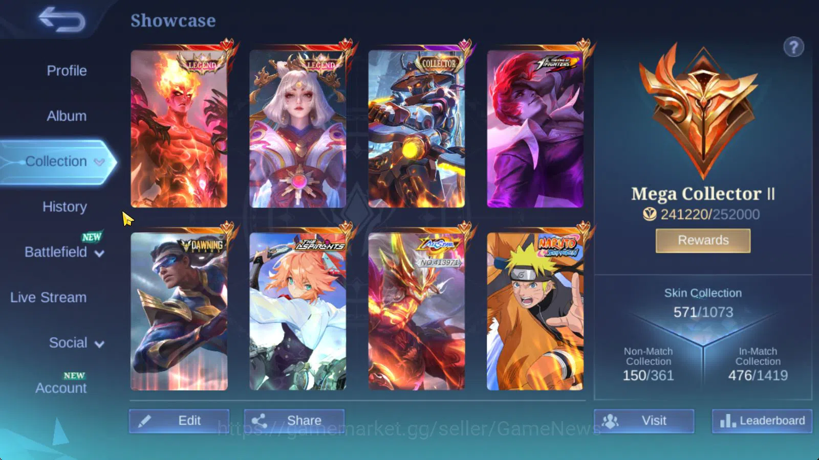 Mobile Legends: Bang Bang Accounts Collector Hero 131|Skin 571|Legend[Valir,Lunox],Dawning Bruno,AllStar Mozkov,3 Aspirant,4 3