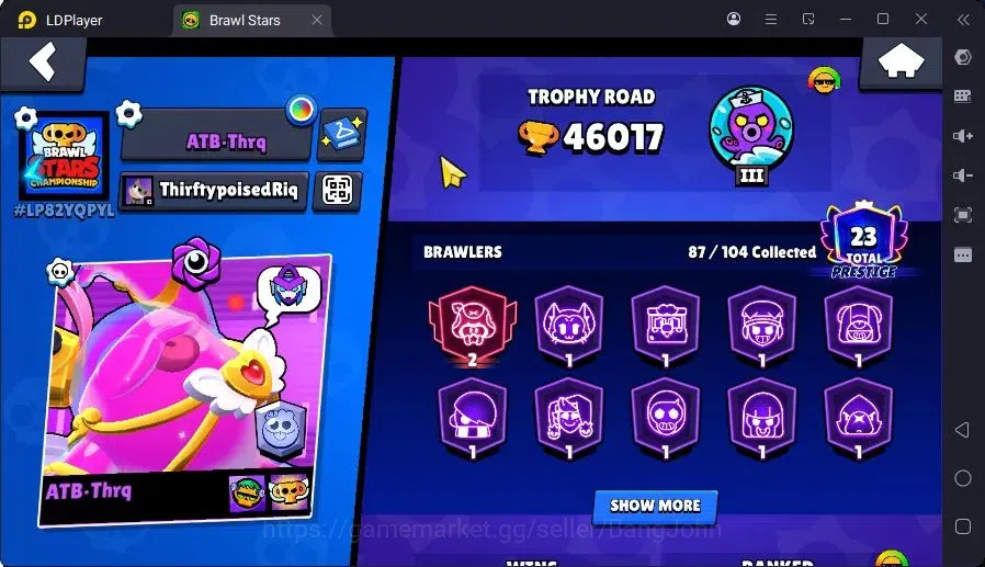 Brawl Stars Accounts Trophy 46017|9 Max Hc(Bull,BO,Nani,Edgar,ETC)|3 Hc(Poco,Kenji,Nita),4 Legend,12 Mythic skin|11439 2