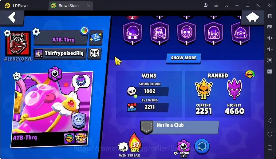 Brawl Stars Accounts Trophy 46017|9 Max Hc(Bull,BO,Nani,Edgar,ETC)|3 Hc(Poco,Kenji,Nita),4 Legend,12 Mythic skin|11439 3