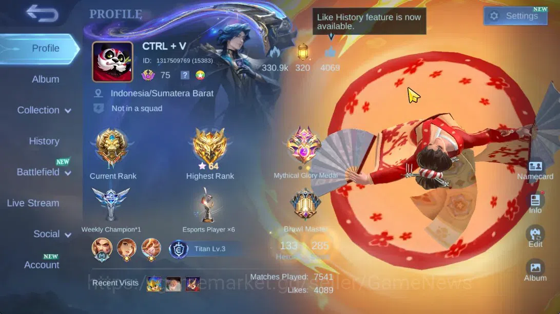 Mobile Legends: Bang Bang Accounts Collector Hero 133|Skin 285|Highest Glory 64|KOF Masha(Sanrio Floryn,Season Floryn),2 1