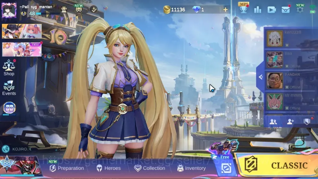 Mobile Legends: Bang Bang Accounts Collector Hero 101|Skins 192|Ex Glory 68|Collector(Natalia),6 Epic(Nana,Yi 1