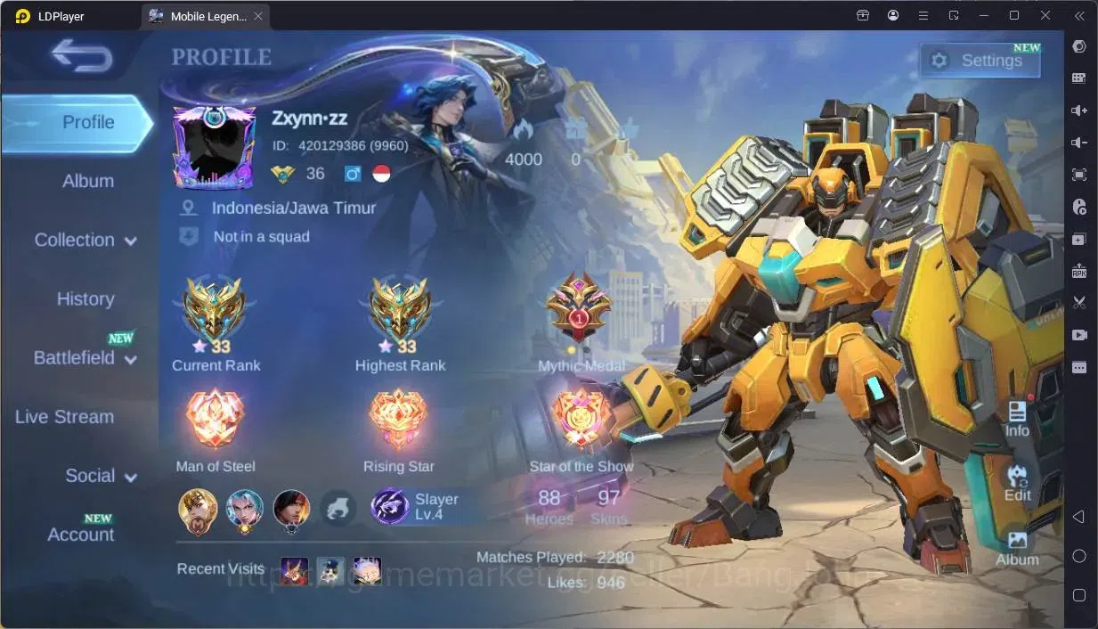 Mobile Legends: Bang Bang Accounts Global|Hero 88|Skin 97|Seasoned|Luckybox Akai,John image 1