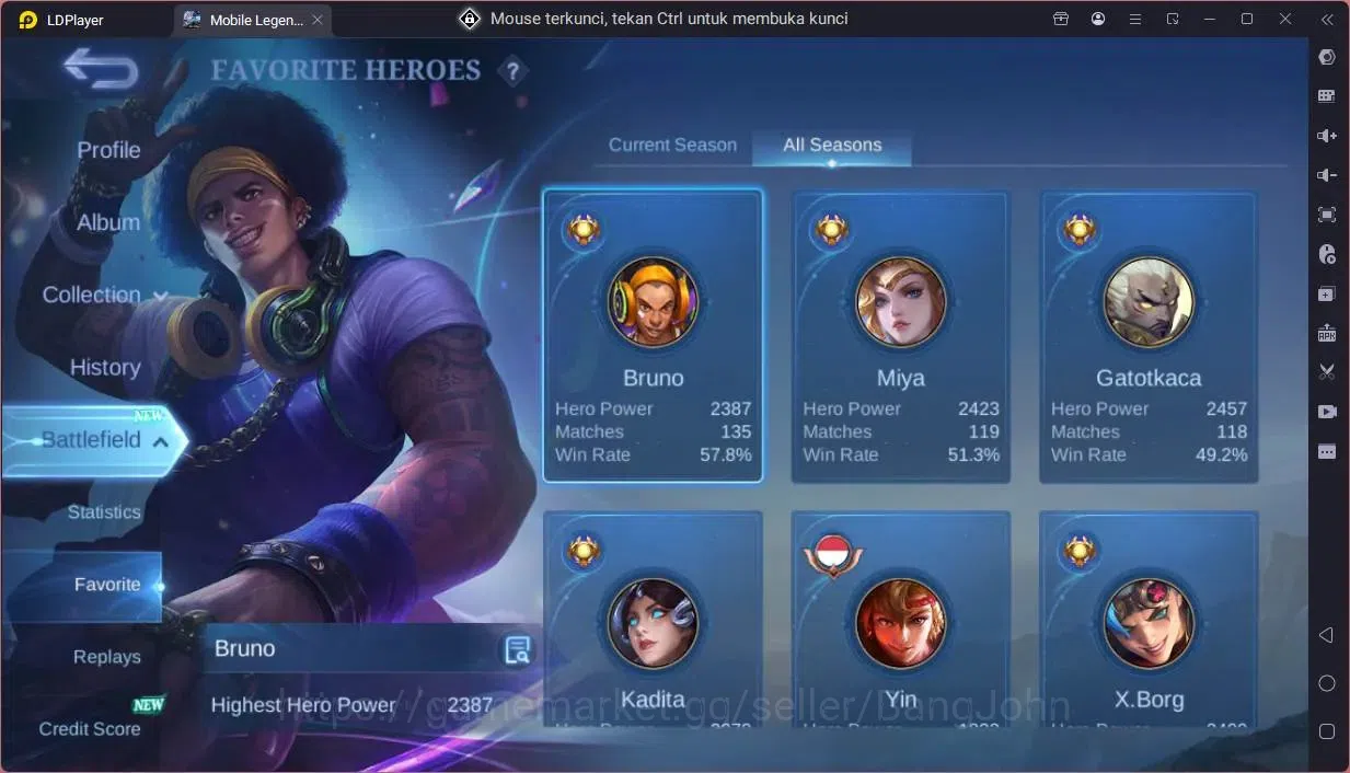 Mobile Legends: Bang Bang Accounts Global|Hero 88|Skin 97|Seasoned|Luckybox Akai,John image 4